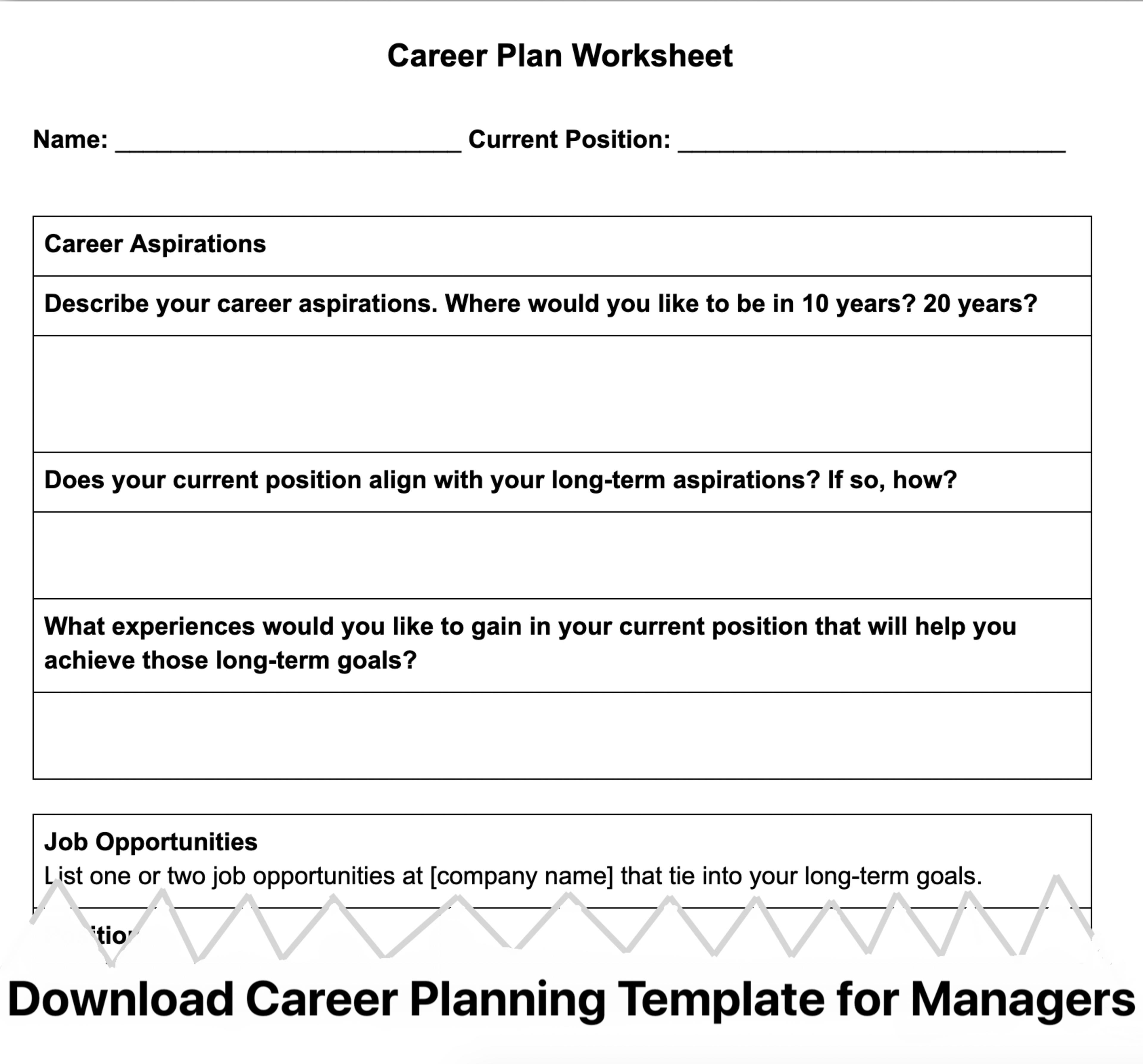 Career Planning Template for Managers