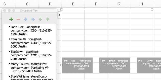 Copy/paste employee data into the org chart