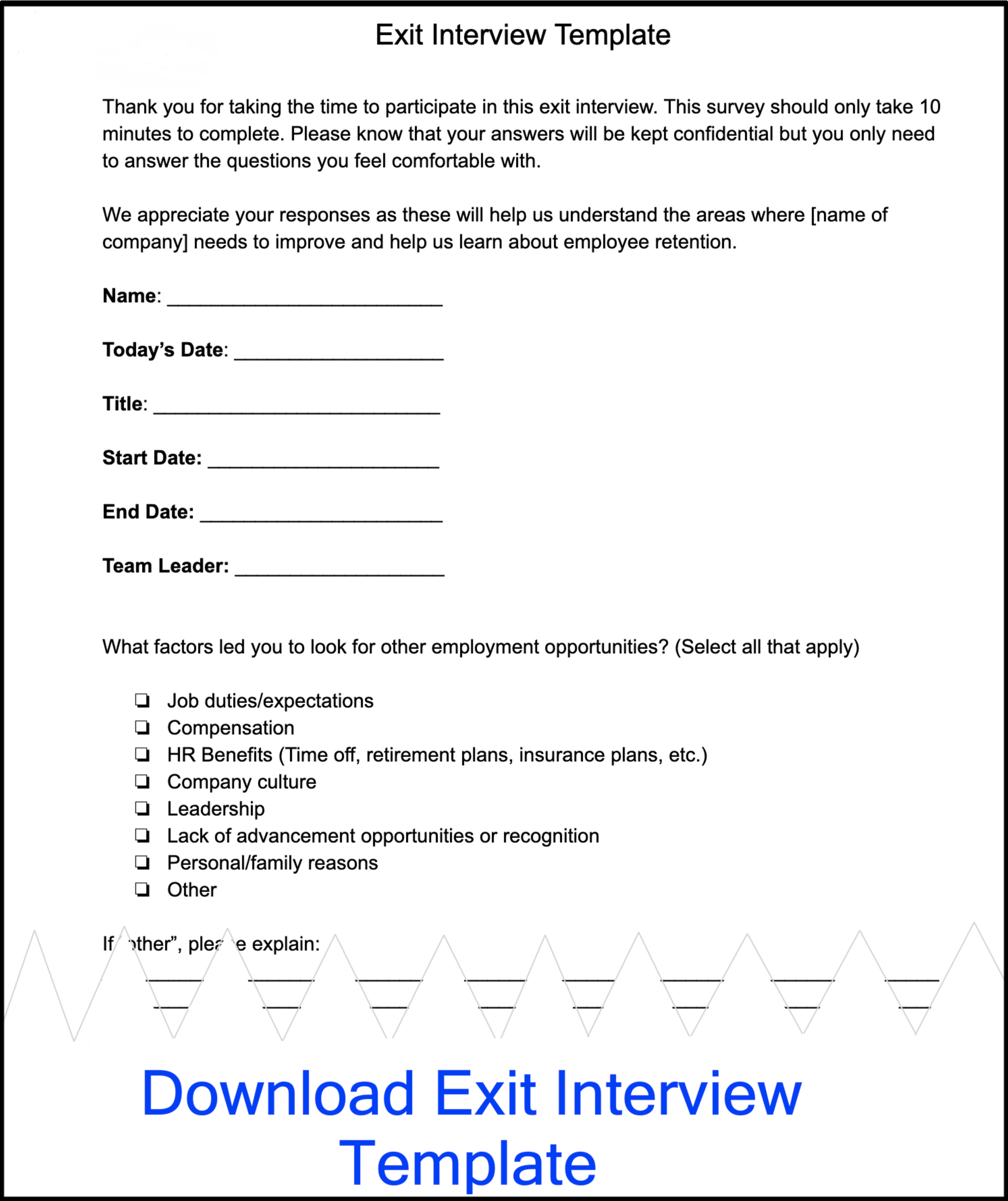 Exit Interview Template