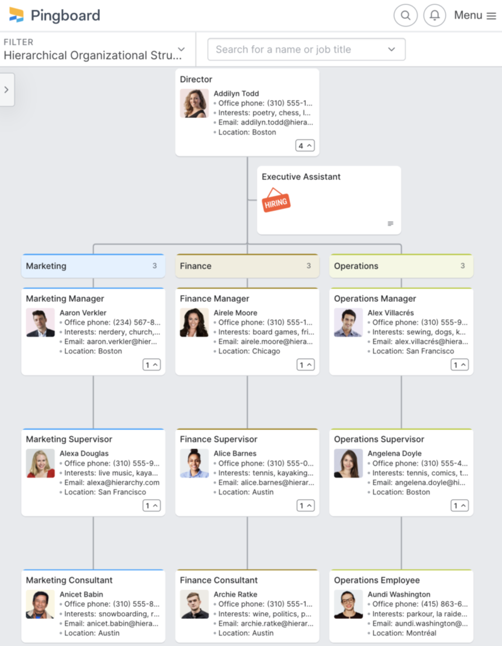 Hierarchical organizational structure