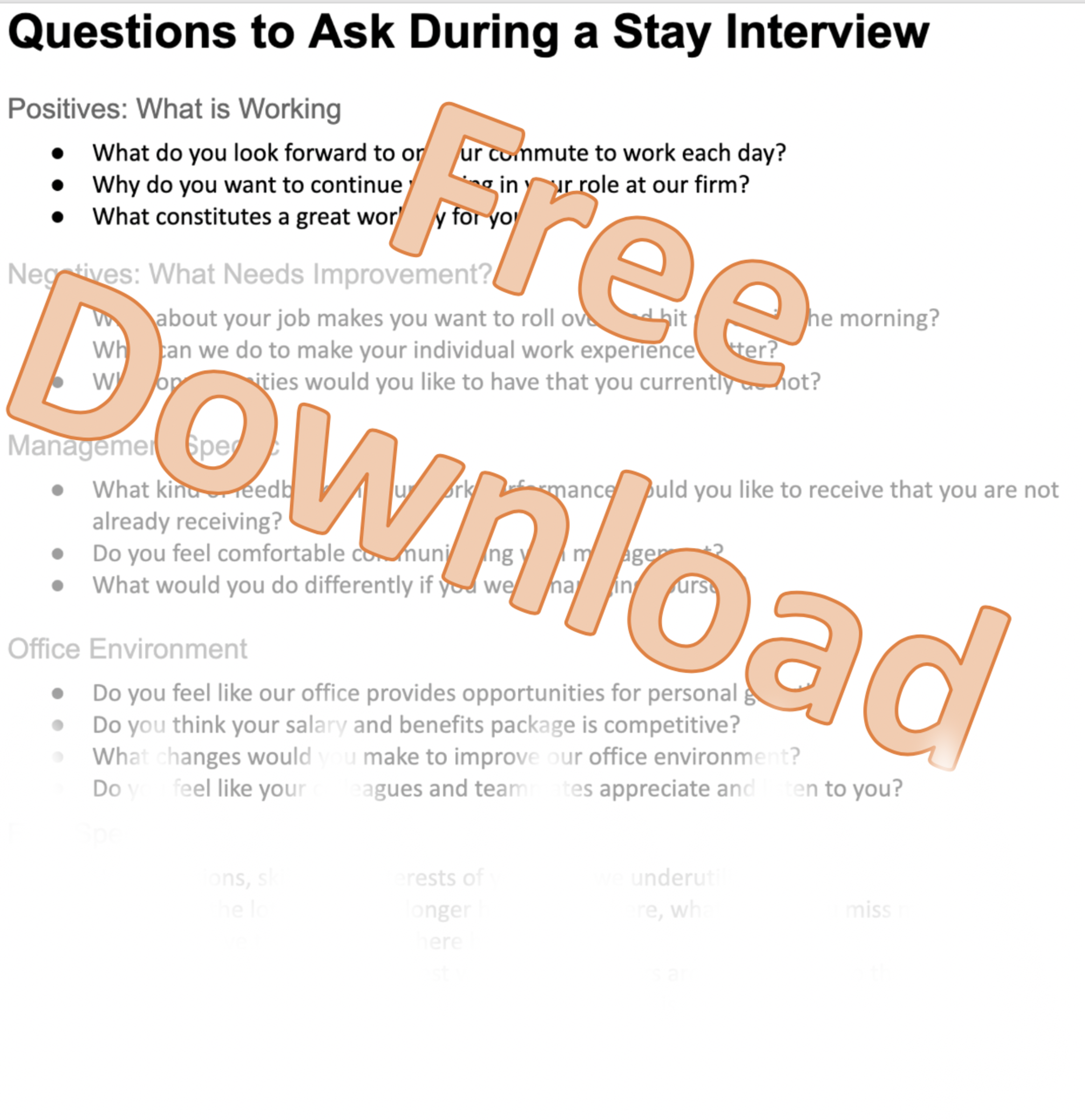 List of Stay Interview Questions