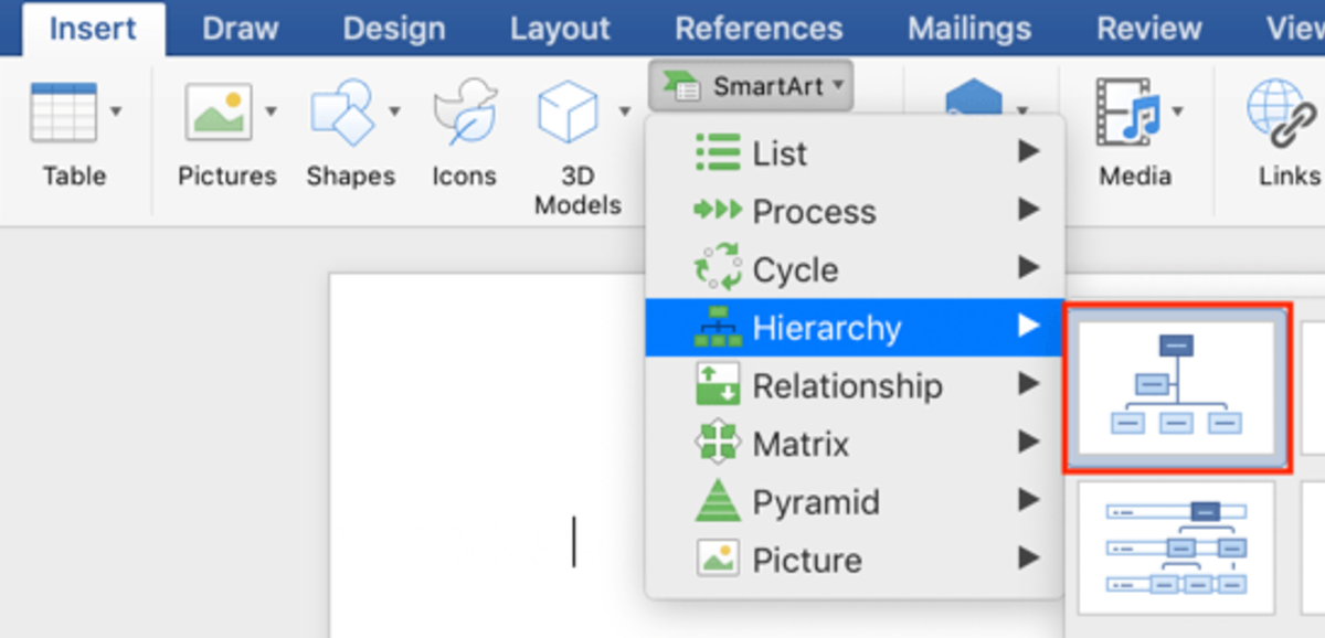 org chart option - Word