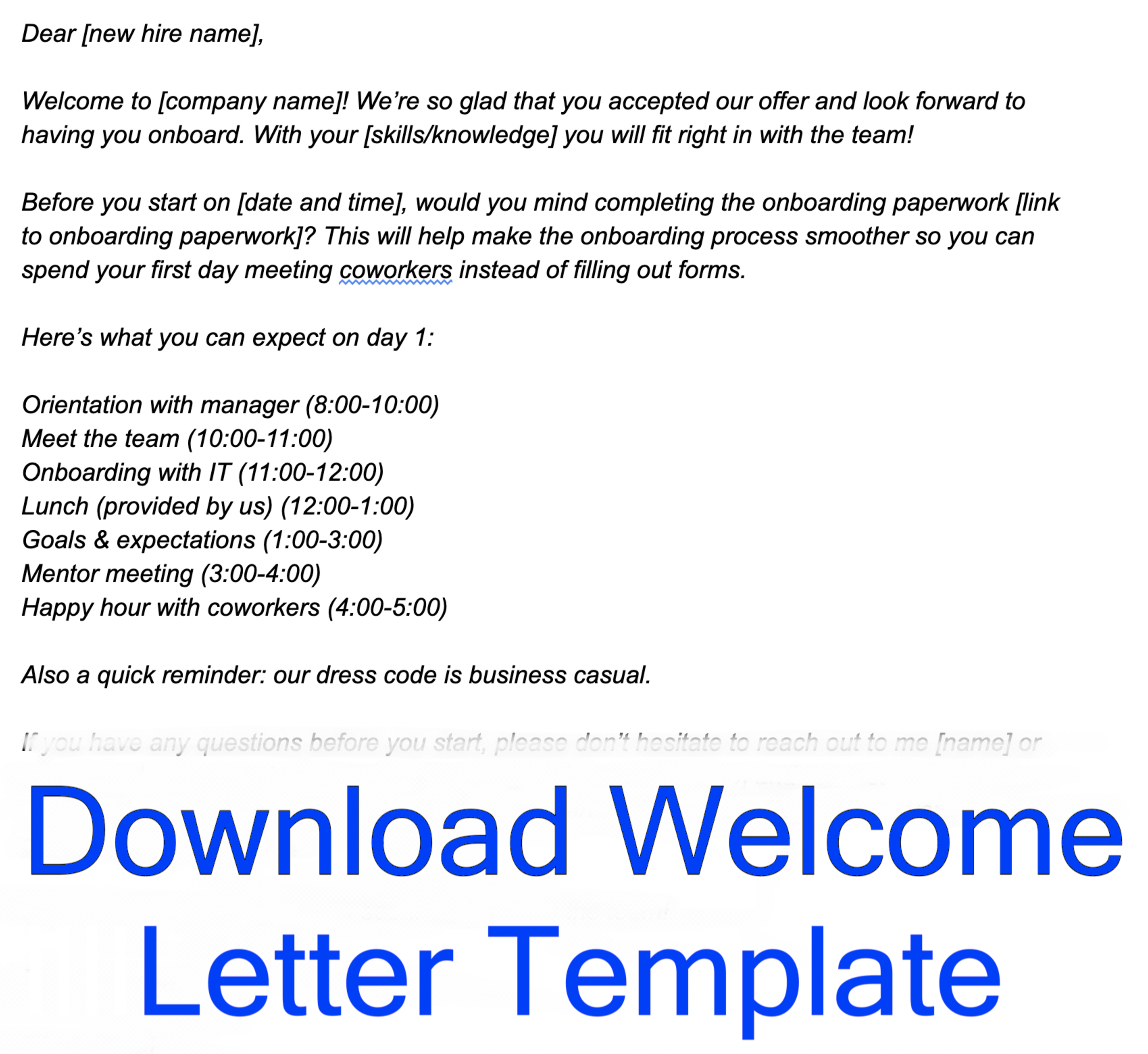 Welcome Letter Template